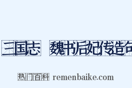 三国志·魏书后妃传造句是什么意思的图片